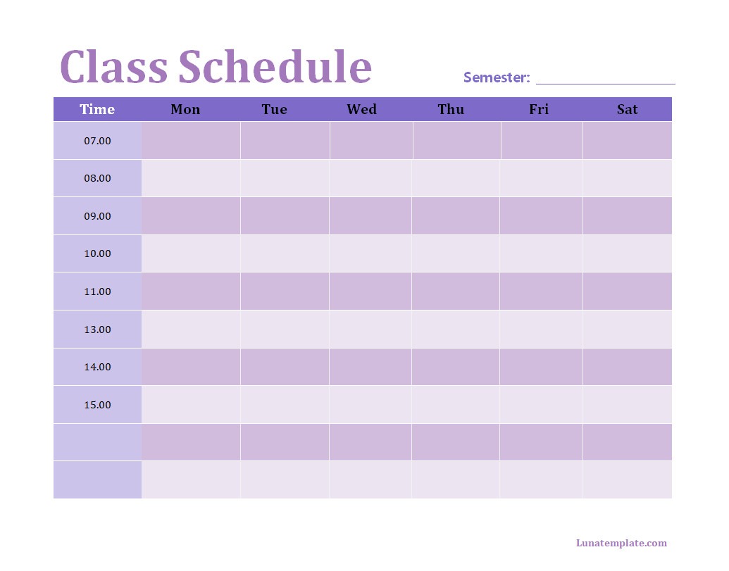 Class Schedule Template