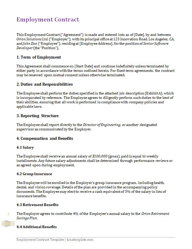 Employment Contract Template