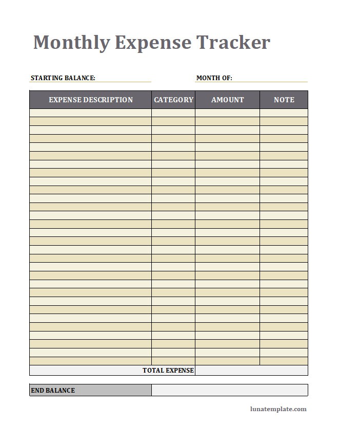 Expense Tracker Template Expense Tracker Template