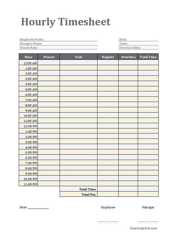 Hourly Timesheet Template