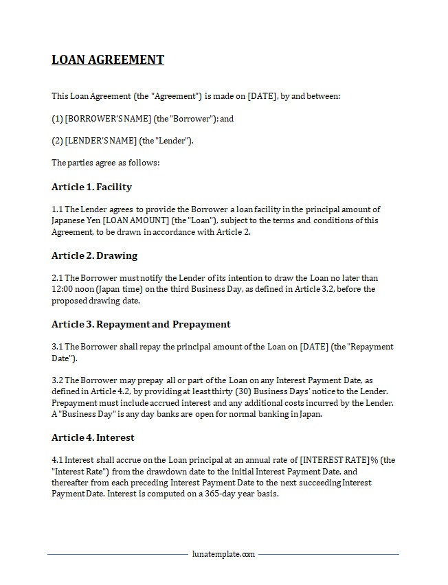 Loan Agreement Template