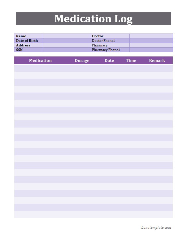Medication Log Template