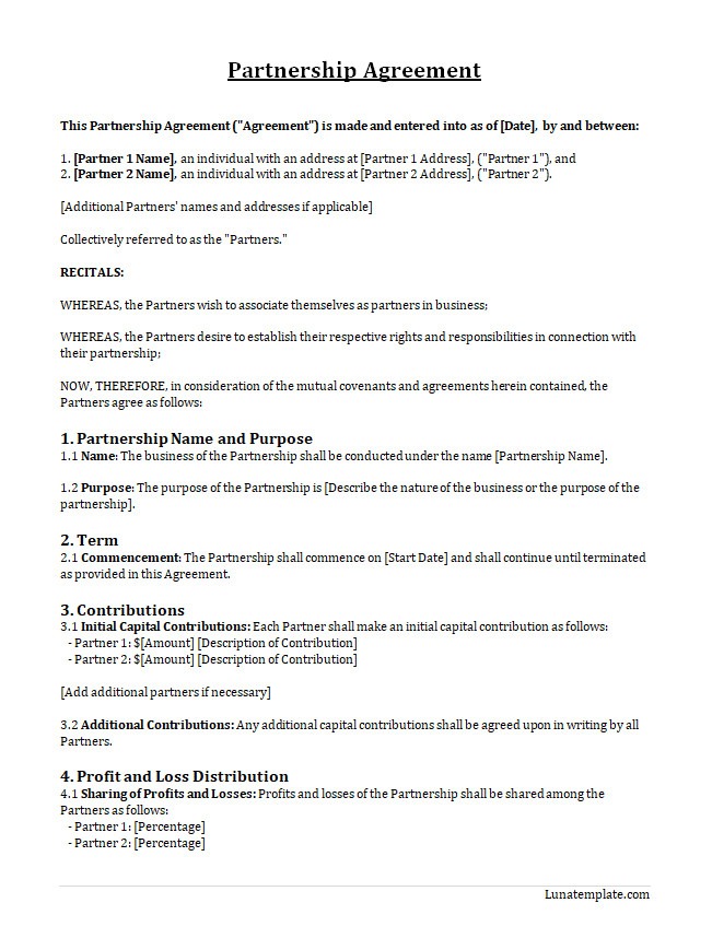 Partnership Agreement Template