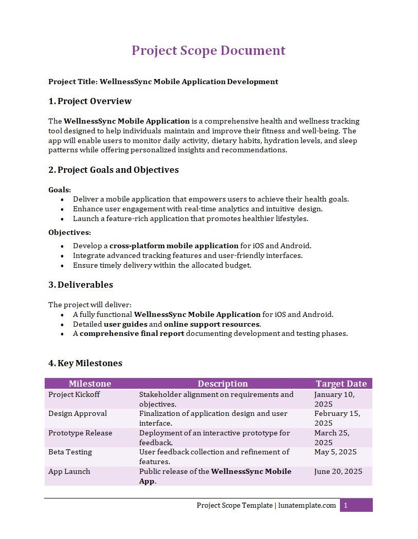 Project Scope Template
