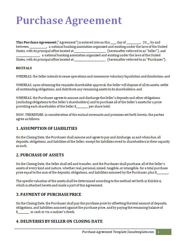 Purchase Agreement Template