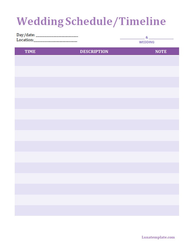 Wedding Timeline Template